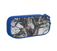 WPUTY Cold Tree Camouflage Printed Large Capacity Pencil Case Blue Double-Layer Stationery Organizer Makeup Bag for School, Office, Travel