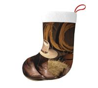 WPUTY Cowboy Hat Western Boot Printed Christmas Stockings Goodie Bags Xmas Decorations Stockings Gifts for Christmas Tree Family Holiday Party Ornament