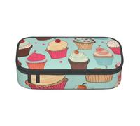 WPUTY Cupcake Pattern Printed Pencil Case Large Capacity Pen Pencil Bag Stationery Box Makeup Pouch for Office Travel School
