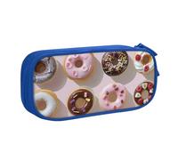 WPUTY Cupcakes Donuts Muffins Sugar Printed Large Capacity Pencil Case Blue Double-Layer Stationery Organizer Makeup Bag for School, Office, Travel
