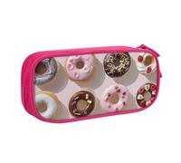 WPUTY Cupcakes Donuts Muffins Sugar Printed Large Capacity Pencil Case Pink Double-Layer Stationery Organizer Makeup Bag for School, Office, Travel