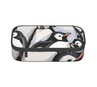WPUTY Cute Baby Penguins Sketch Printed Pencil Case Large Capacity Pen Pencil Bag Stationery Box Makeup Pouch for Office Travel School