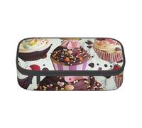 WPUTY Delicious Cupcakes Printed Pencil Case Large Capacity Pen Pencil Bag Stationery Box Makeup Pouch for Office Travel School