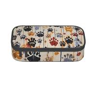 WPUTY Dog Bones Paw Prints Printed Pencil Case Large Capacity Pen Pencil Bag Stationery Box Makeup Pouch for Office Travel School