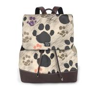 WPUTY Dog Paws Print 2 Print Women Backpack Large Capacity PU Leather Diaper Bag Casual Daypack for School Travel Work