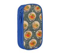 WPUTY Egg Cup Noodle Ramen Printed Large Capacity Pencil Case Blue Double-Layer Stationery Organizer, Cosmetic & Makeup Bag for Students, Teachers, Adults