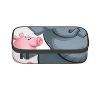 WPUTY Elephant and Piggie Printed Pencil Case Large Capacity Pen Pencil Bag Stationery Box Makeup Pouch for Office Travel School