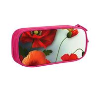 WPUTY Flower Vivid Petals Printed Large Capacity Pencil Case Pink Double-Layer Stationery Organizer Makeup Bag for School, Office, Travel