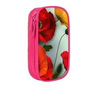 WPUTY Flower Vivid Petals Printed Large Capacity Pencil Case Pink Double-Layer Stationery Organizer, Cosmetic & Makeup Bag for Students, Teachers, Adults