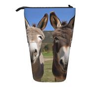 WPUTY Funny Donkeys Printed Pencil Case Standing Telescopic Pen Holder for Cosmetics Pouch Makeup Office Bag