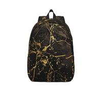 WPUTY Gold Black Wallpaper Printed School Backpack Bags Canvas Laptop Bag Casual Daypack for School Office Travel, M