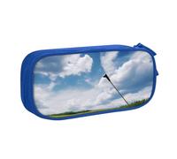 WPUTY Golf Course Printed Large Capacity Pencil Case Blue Double-Layer Stationery Organizer Makeup Bag for School, Office, Travel