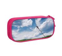 WPUTY Golf Course Printed Large Capacity Pencil Case Pink Double-Layer Stationery Organizer Makeup Bag for School, Office, Travel