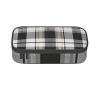 WPUTY Gray Plaid Lines Printed Pencil Case Large Capacity Pen Pencil Bag Stationery Box Makeup Pouch for Office Travel School