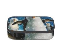 WPUTY Happy Penguin Printed Pencil Case Large Capacity Pen Pencil Bag Stationery Box Makeup Pouch for Office Travel School