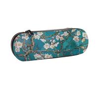 WPUTY Hard Shell PU Leather Pencil Case, Almond Blossom Prints Pencil Box Waterproof Pen Organizer for School, Travel, Cosmetics & Gifts