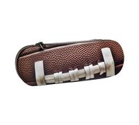 WPUTY Hard Shell PU Leather Pencil Case, American Football Laces Prints Pencil Box Waterproof Pen Organizer for School, Travel, Cosmetics & Gifts