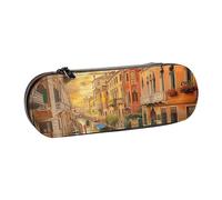 WPUTY Hard Shell PU Leather Pencil Case, Beautiful Venice Canal View Prints Pencil Box Waterproof Pen Organizer for School, Travel, Cosmetics & Gifts