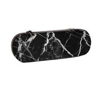 WPUTY Hard Shell PU Leather Pencil Case, Black and White Marble Prints Pencil Box Waterproof Pen Organizer for School, Travel, Cosmetics & Gifts