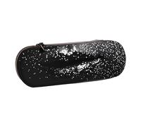 WPUTY Hard Shell PU Leather Pencil Case, Black White Glitter Prints Pencil Box Waterproof Pen Organizer for School, Travel, Cosmetics & Gifts