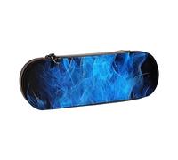 WPUTY Hard Shell PU Leather Pencil Case, Blue Flame Prints Pencil Box Waterproof Pen Organizer for School, Travel, Cosmetics & Gifts