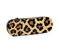 WPUTY Hard Shell PU Leather Pencil Case, Brown Pattern Leopard Prints Pencil Box Waterproof Pen Organizer for School, Travel, Cosmetics & Gifts
