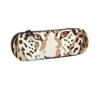 WPUTY Hard Shell PU Leather Pencil Case, Brown Pattern Leopard Prints Pencil Box Waterproof Pen Organizer for School, Travel, Cosmetics & Gifts