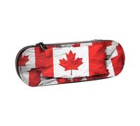 WPUTY Hard Shell PU Leather Pencil Case, Canadian Flag Prints Pencil Box Waterproof Pen Organizer for School, Travel, Cosmetics & Gifts