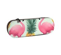 WPUTY Hard Shell PU Leather Pencil Case, Cartoon Flamingo Pineapples Prints Pencil Box Waterproof Pen Organizer for School, Travel, Cosmetics & Gifts