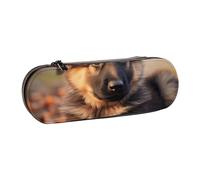 WPUTY Hard Shell PU Leather Pencil Case, Cute German Shepherd Puppy Prints Pencil Box Waterproof Pen Organizer for School, Travel, Cosmetics & Gifts
