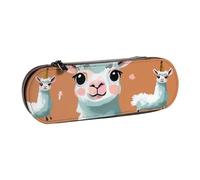 WPUTY Hard Shell PU Leather Pencil Case, Cute Llama Prints Pencil Box Waterproof Pen Organizer for School, Travel, Cosmetics & Gifts
