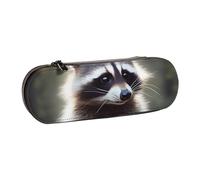 WPUTY Hard Shell PU Leather Pencil Case, Cute Raccoon Prints Pencil Box Waterproof Pen Organizer for School, Travel, Cosmetics & Gifts