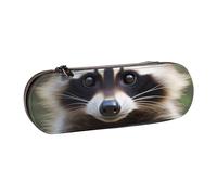 WPUTY Hard Shell PU Leather Pencil Case, Cute Raccoon Prints Pencil Box Waterproof Pen Organizer for School, Travel, Cosmetics & Gifts