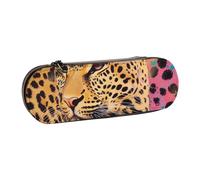 WPUTY Hard Shell PU Leather Pencil Case, Fun Leopard Print Prints Pencil Box Waterproof Pen Organizer for School, Travel, Cosmetics & Gifts