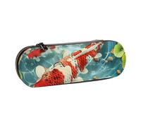 WPUTY Hard Shell PU Leather Pencil Case, Japanese Pretty Koi Fishs Prints Pencil Box Waterproof Pen Organizer for School, Travel, Cosmetics & Gifts