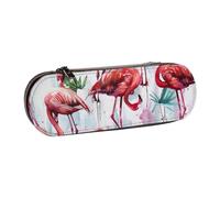 WPUTY Hard Shell PU Leather Pencil Case, Lovely Pink Flamingos Prints Pencil Box Waterproof Pen Organizer for School, Travel, Cosmetics & Gifts
