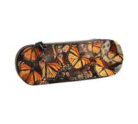 WPUTY Hard Shell PU Leather Pencil Case, Monarch Butterflies Prints Pencil Box Waterproof Pen Organizer for School, Travel, Cosmetics & Gifts