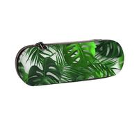 WPUTY Hard Shell PU Leather Pencil Case, Monstera Banana Palm Leaves Prints Pencil Box Waterproof Pen Organizer for School, Travel, Cosmetics & Gifts