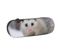 WPUTY Hard Shell PU Leather Pencil Case, Opossum in Snow Prints Pencil Box Waterproof Pen Organizer for School, Travel, Cosmetics & Gifts