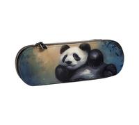 WPUTY Hard Shell PU Leather Pencil Case, Panda Prints Pencil Box Waterproof Pen Organizer for School, Travel, Cosmetics & Gifts