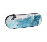 WPUTY Hard Shell PU Leather Pencil Case, Penguin on The Iceberg Prints Pencil Box Waterproof Pen Organizer for School, Travel, Cosmetics & Gifts