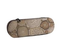 WPUTY Hard Shell PU Leather Pencil Case, Petoskey Stone Prints Pencil Box Waterproof Pen Organizer for School, Travel, Cosmetics & Gifts