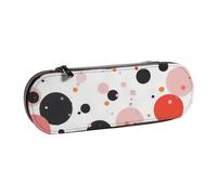 WPUTY Hard Shell PU Leather Pencil Case, Polka dot Prints Pencil Box Waterproof Pen Organizer for School, Travel, Cosmetics & Gifts