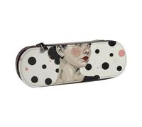 WPUTY Hard Shell PU Leather Pencil Case, Polka Dot Prints Pencil Box Waterproof Pen Organizer for School, Travel, Cosmetics & Gifts