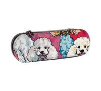 WPUTY Hard Shell PU Leather Pencil Case, Poodles Dogs Prints Pencil Box Waterproof Pen Organizer for School, Travel, Cosmetics & Gifts