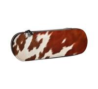 WPUTY Hard Shell PU Leather Pencil Case, Red and White Cowhide Prints Pencil Box Waterproof Pen Organizer for School, Travel, Cosmetics & Gifts