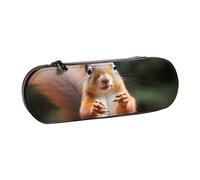 WPUTY Hard Shell PU Leather Pencil Case, Squirrel Funny Animal Prints Pencil Box Waterproof Pen Organizer for School, Travel, Cosmetics & Gifts