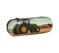 WPUTY Hard Shell PU Leather Pencil Case, Tractor Farm Prints Pencil Box Waterproof Pen Organizer for School, Travel, Cosmetics & Gifts