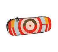 WPUTY Hard Shell PU Leather Pencil Case, Vector Design Target Prints Pencil Box Waterproof Pen Organizer for School, Travel, Cosmetics & Gifts