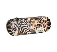 WPUTY Hard Shell PU Leather Pencil Case, Zebra and Giraffe Prints Pencil Box Waterproof Pen Organizer for School, Travel, Cosmetics & Gifts